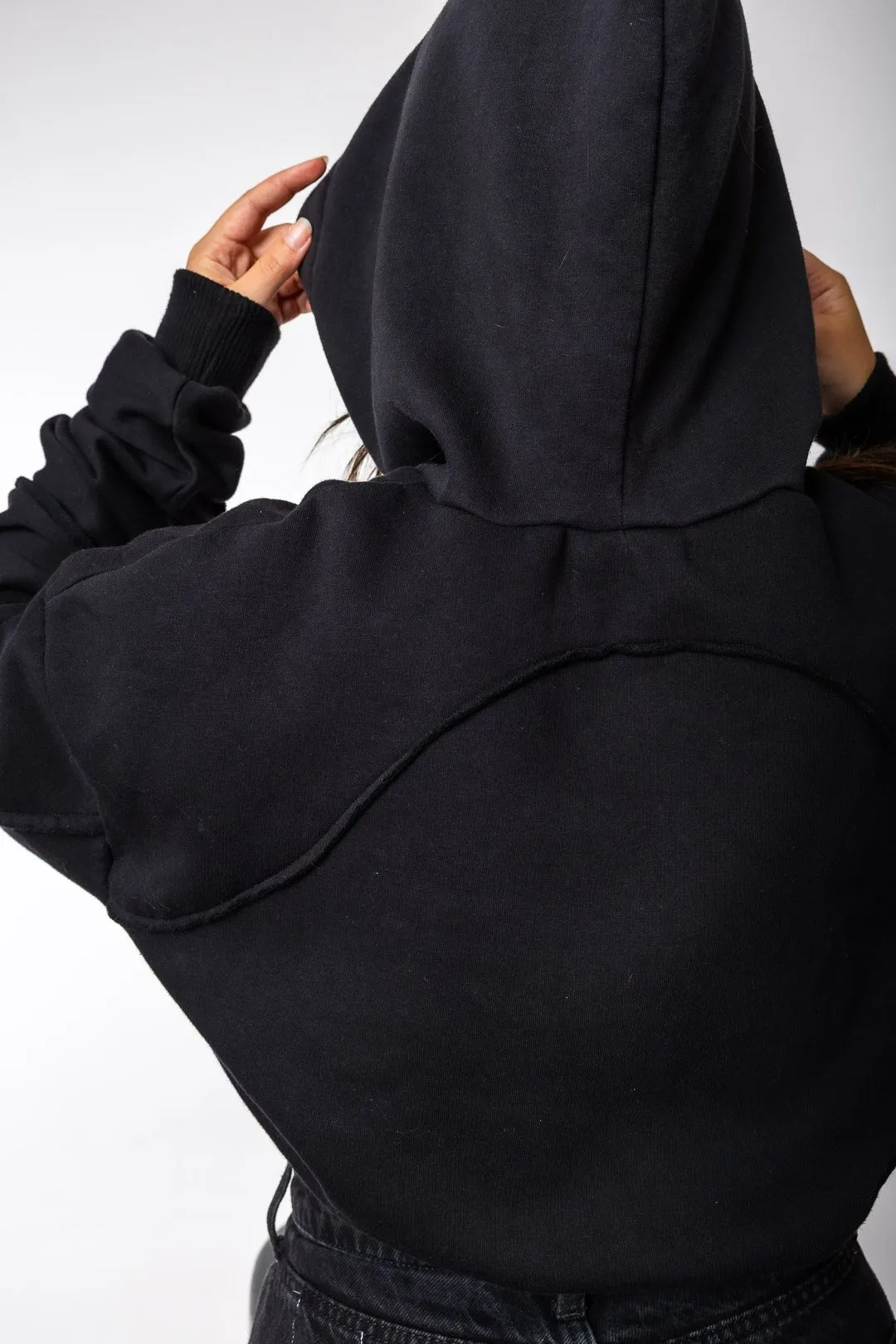 Black Sculpted Hoodie