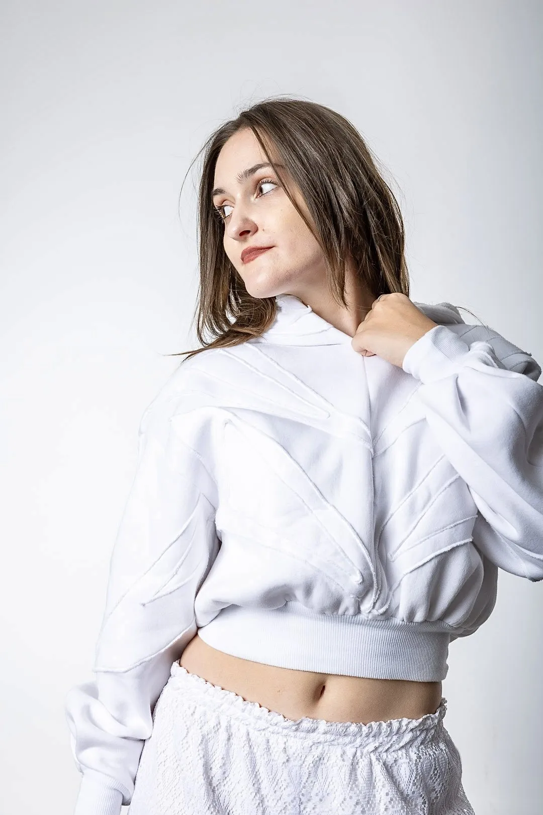 White Sculpted Hoodie, photo 3
